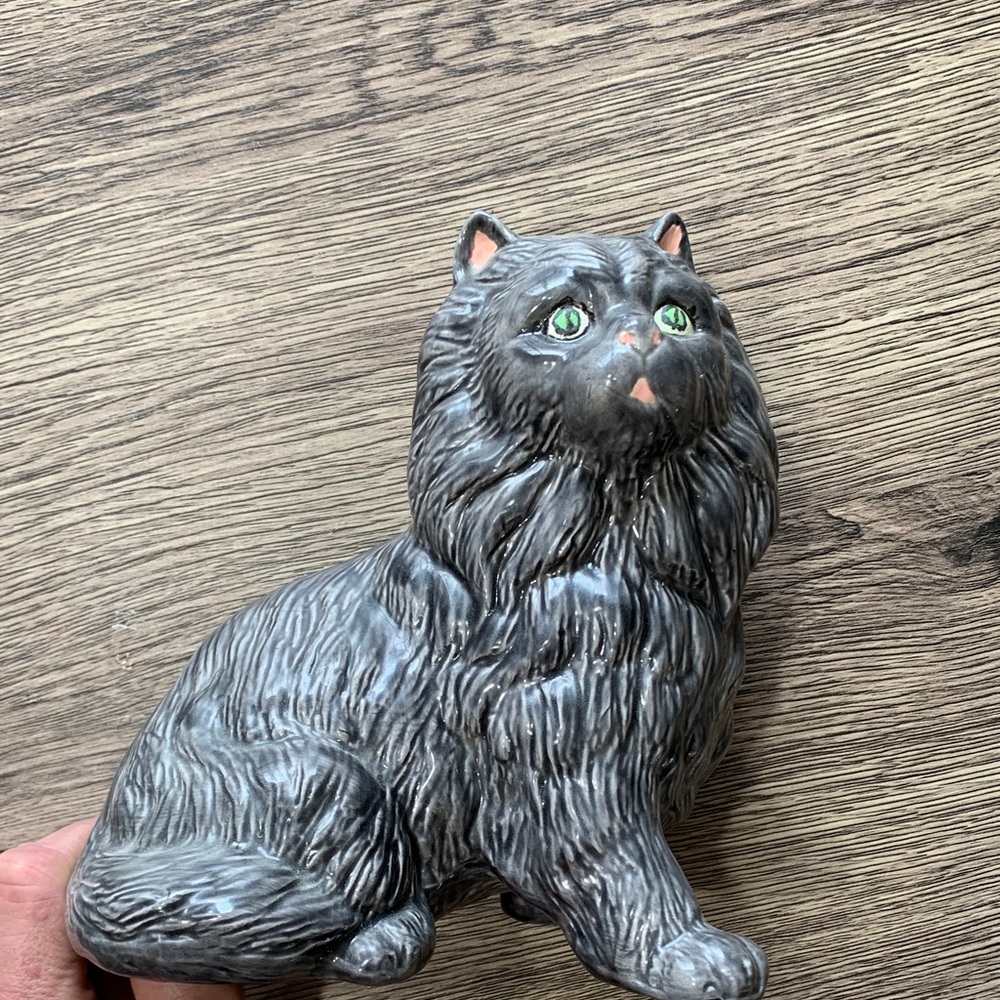 Gray Ceramic Cat Figurine